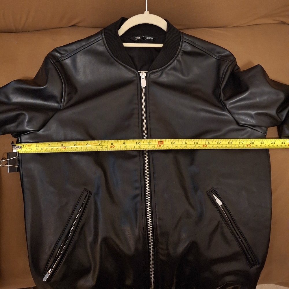 Zara Black Pleather Bomber Jacket - Picture 10 of 14